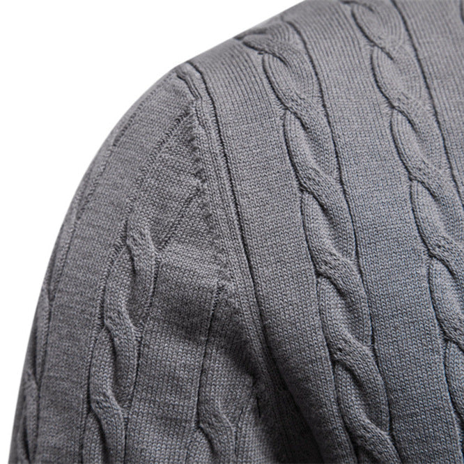 2026 Autumn And Winter New Cross-border Foreign Trade High Quality Men's Sweater Pullover Fawn Embroidery Solid Color Sweater For Men