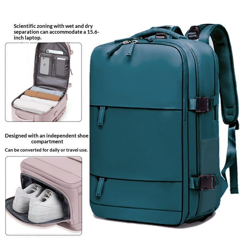 Mens Casual Travel Waterproof Laptop Backpack With Dry-Wet Separation