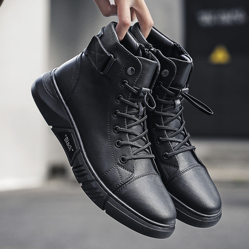 Men's Martin Plus Cashmere Leather High-Top Sneakers