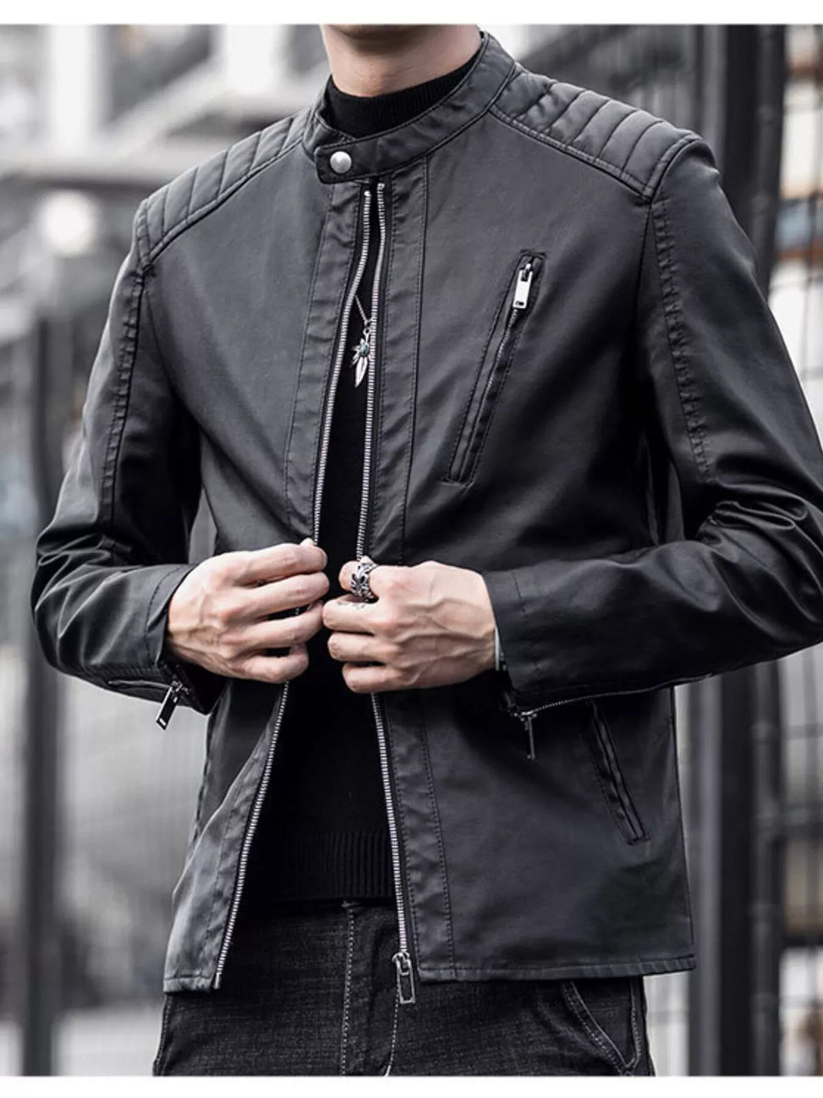 Men's Plus Size Zip Up Long Sleeve Jacket