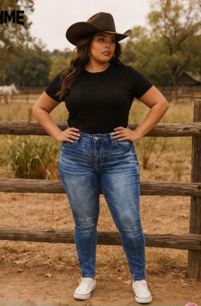 Women's Plus Size Light Wash Stretch Denim Blue Jeans