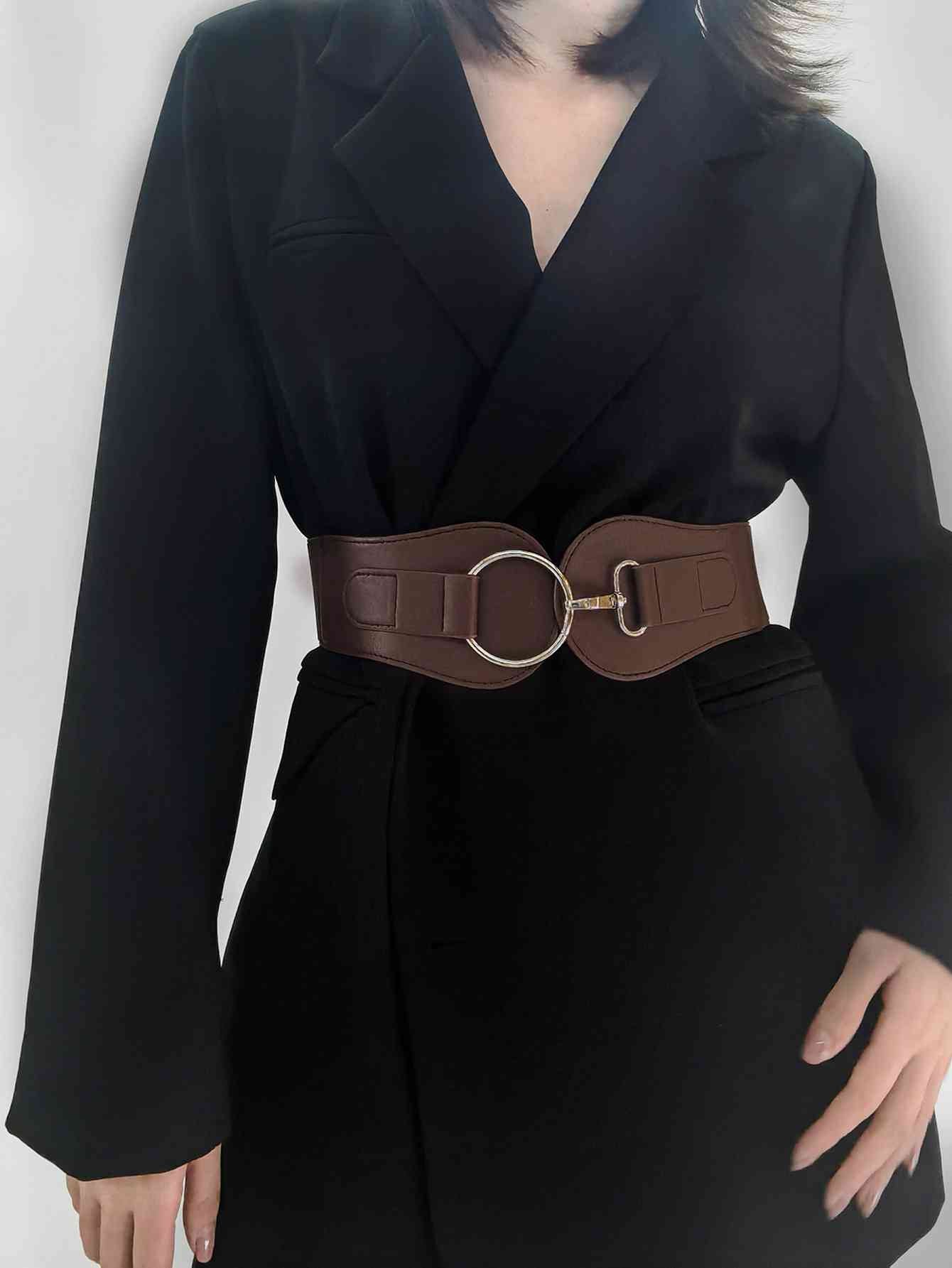 Elegant Fashion PU Elastic Wide Belt – Adjustable Comfort Fit See size chart under “more details”