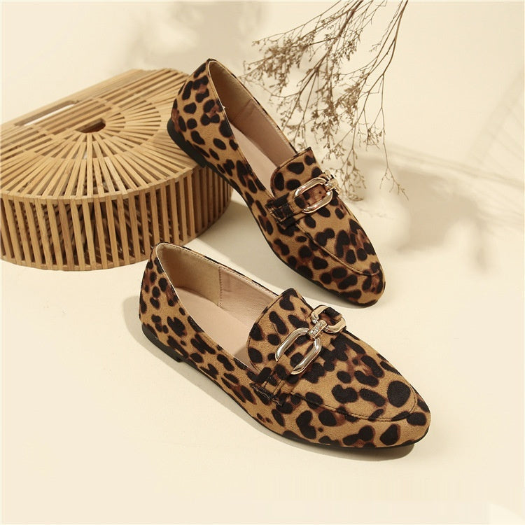 Women's Leopard Print Round-Toe Flats