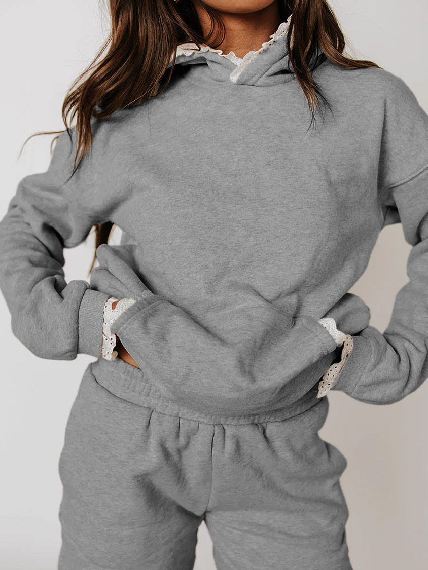 Women's Hoodie And High-waisted Shorts Casual Two-piece Set See size chart under “more details”