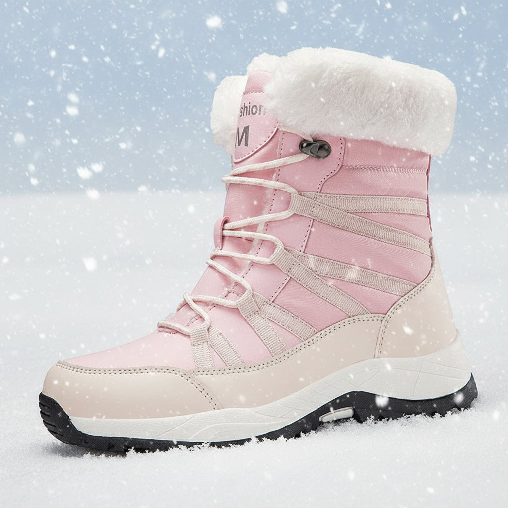 Botas de invierno para mujer, forradas de felpa, más gruesas, antideslizantes, acolchadas de algodón, para exteriores, de media caña
