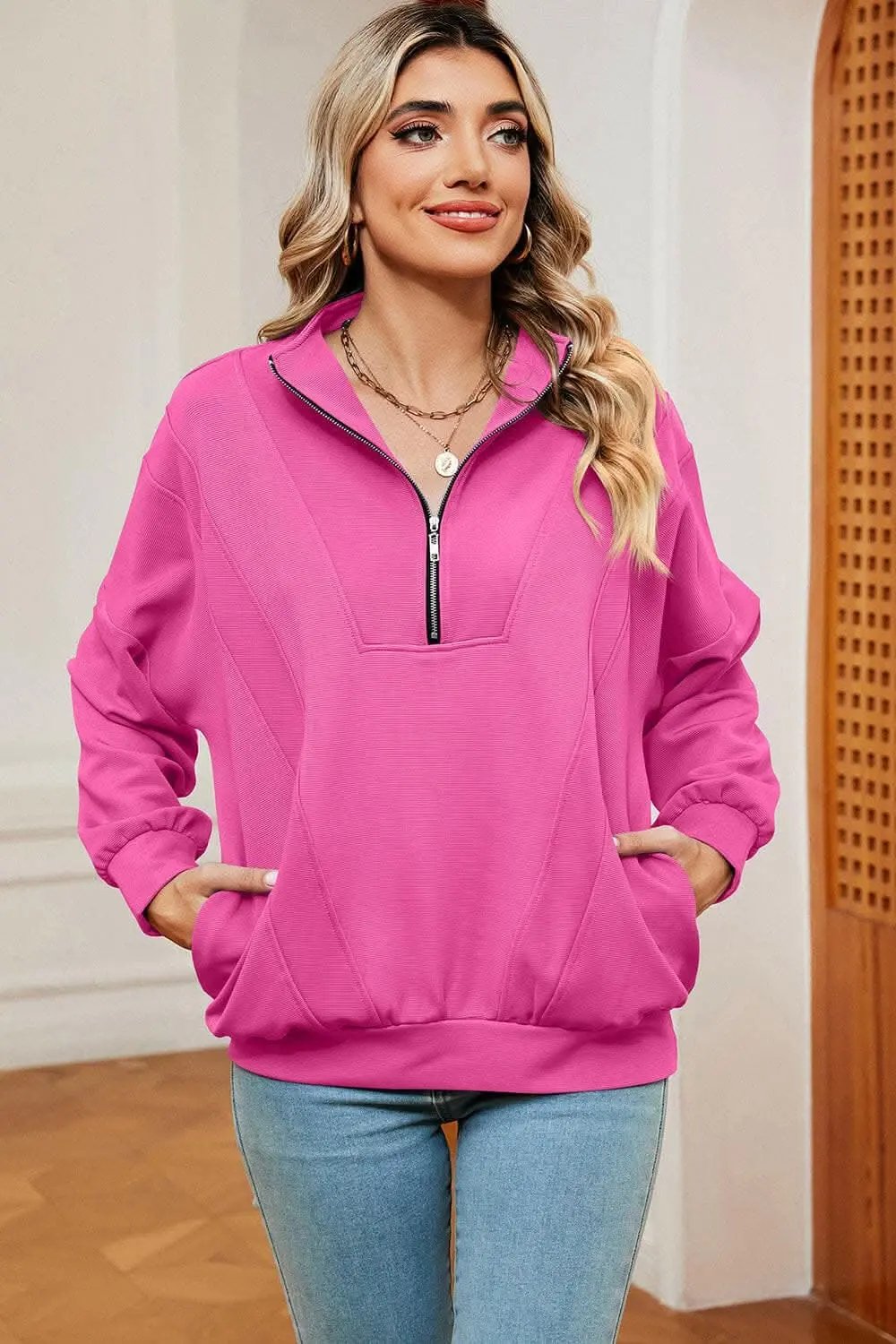 Trendsi Half-Zip Sweatshirt Women's — Casual Comfort Pullover
