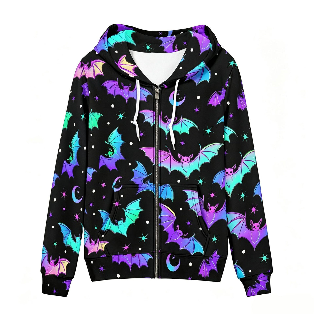 Western-style Halloween Printed Zip-up Hooded Sweatshirt For Women, Featuring A Dark, Sweet And Cool Style, Loose And Casual Long-sleeved Hoodie