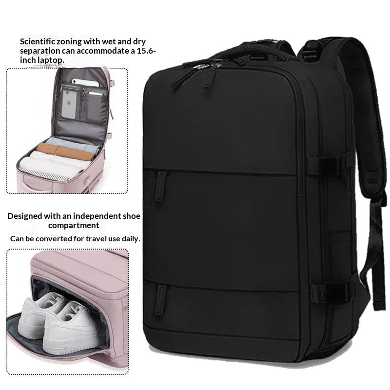 Mens Casual Travel Waterproof Laptop Backpack With Dry-Wet Separation