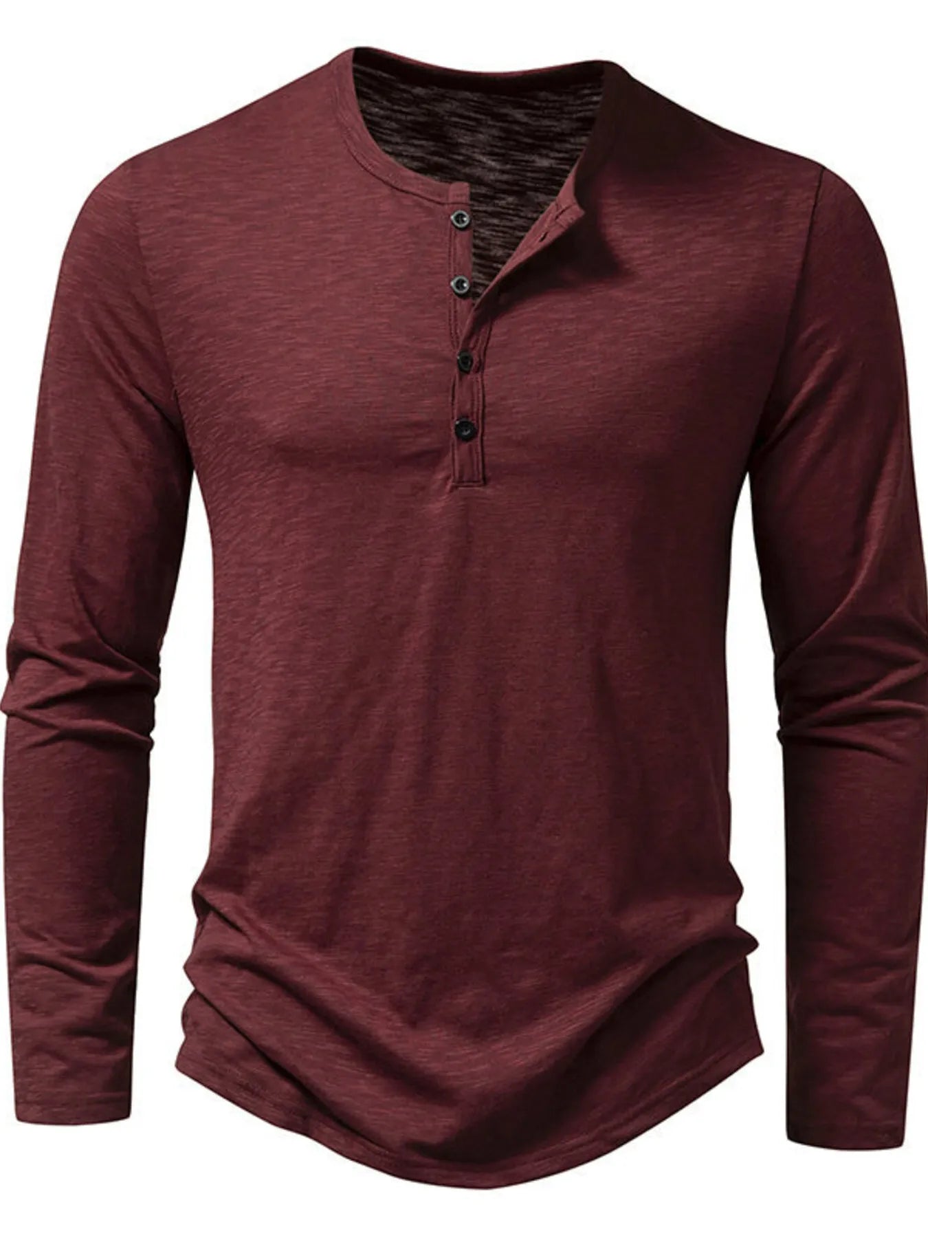 Camiseta de manga larga con botones para hombre