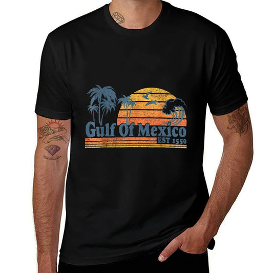 Golfo de México Est 1550 Camiseta Retro Vintage de Playa del Golfo de México de Fácil Cuidado