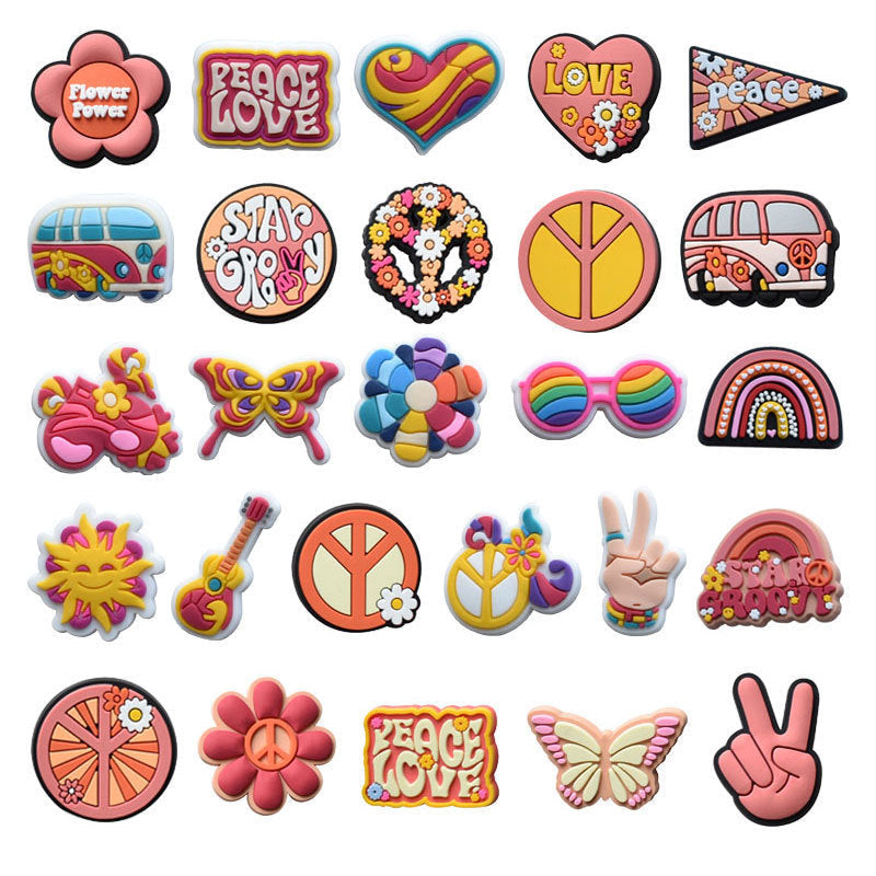 Peace Love Hole Shoes Accessories PVC Shoe Buckle