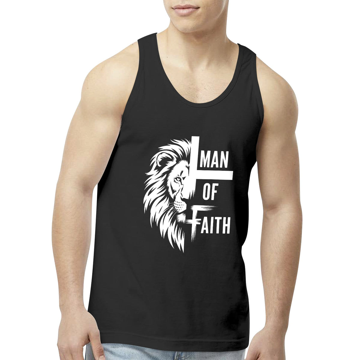 Man of Faith Men's Faith Based Black Tank Top (Made in USA)