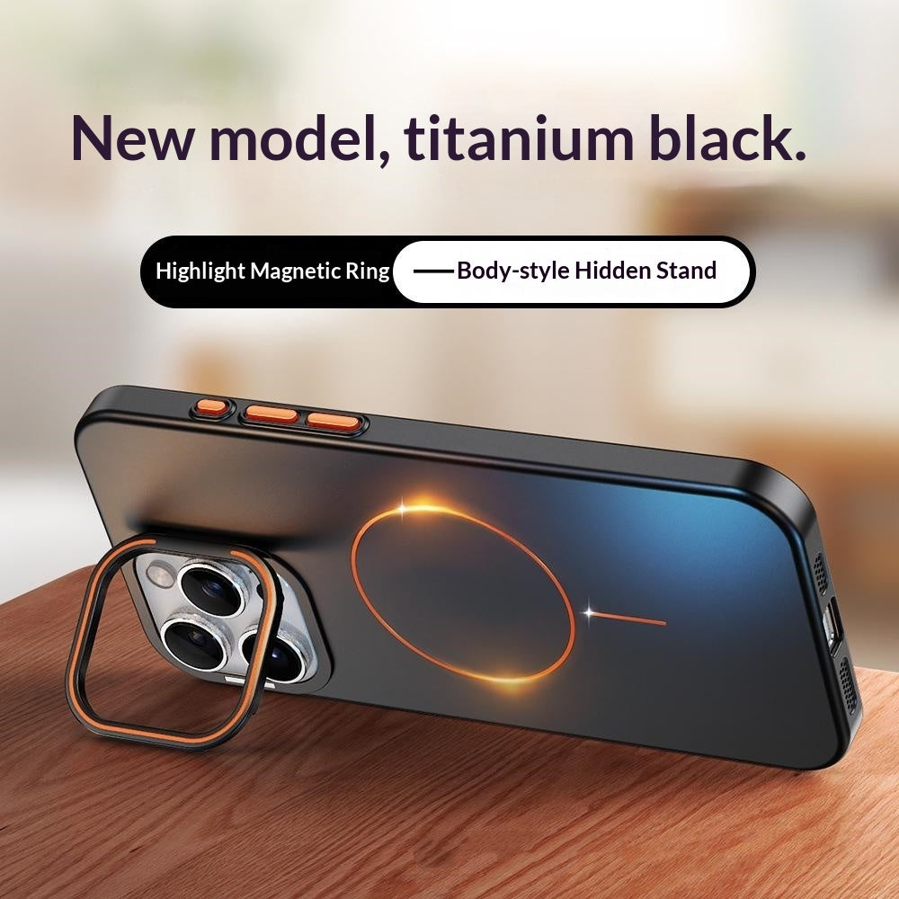 Magnetic Phone Case With A Gold-finish Thin Ring Compatible With The 17 Pro Max