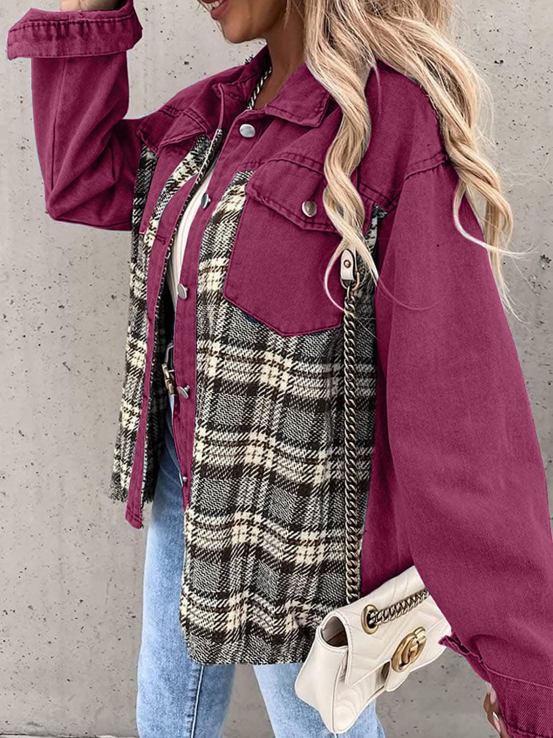 Trendsi Oversized Plaid Cotton Jacket — Casual Shacket Style
