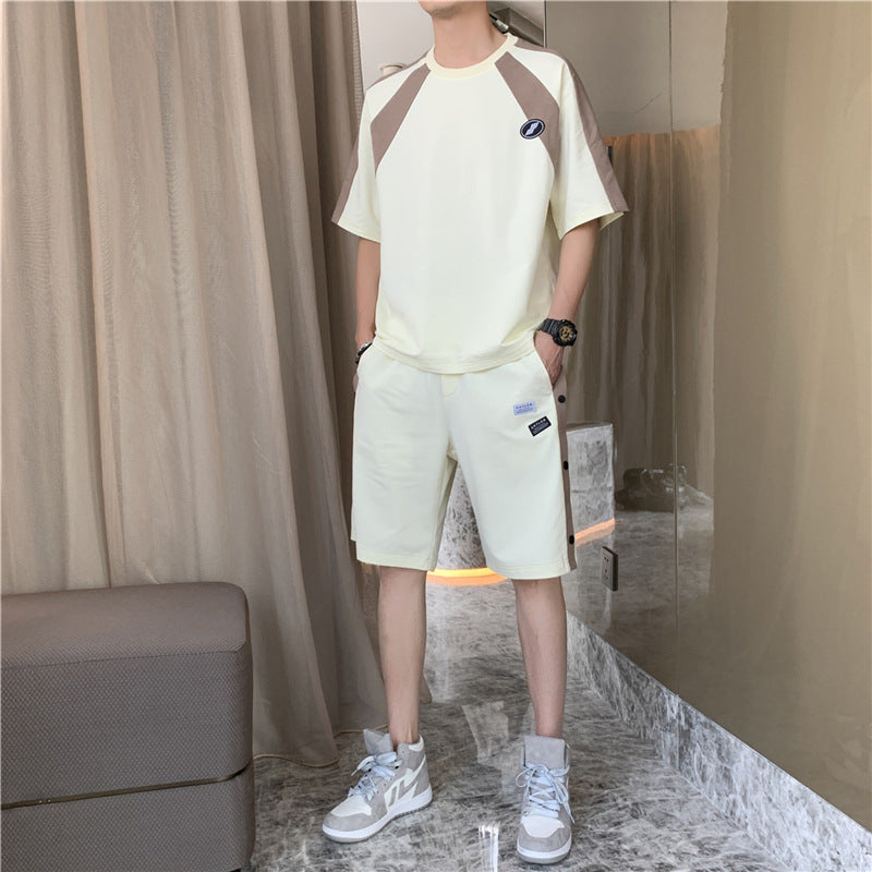 Men's Casual Korean T-Shirt and Shorts Suit