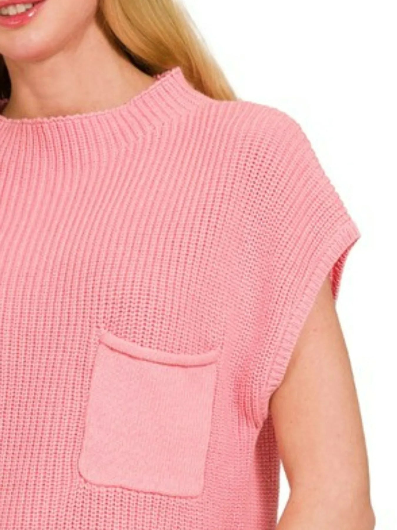 Suéter de manga corta con cuello alto Zenana