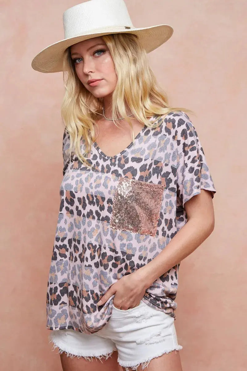 T-Shirt - Leopard Print - Women's Casual Top