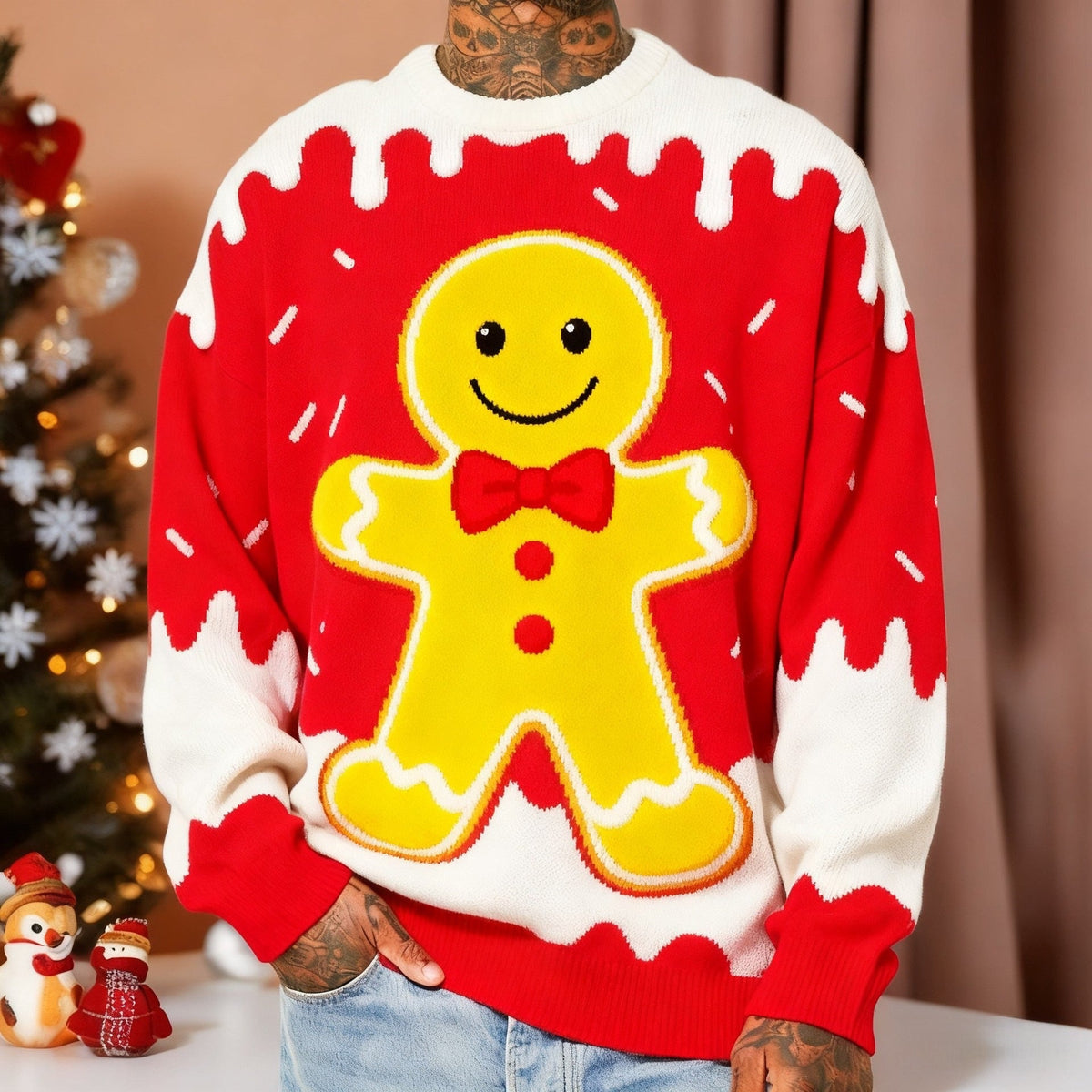 Mens Crew-Neck Sweatshirt With 3D Digital Print