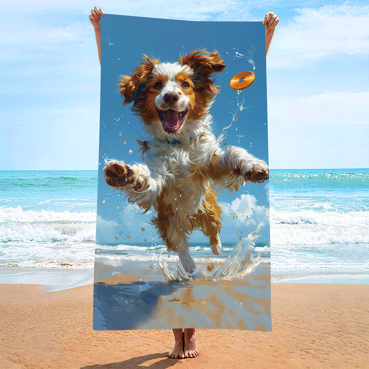 Moisture Absorption Quick-drying And Soft Skin-friendly Double-sided Velvet Beach Towel Polyester Brocade