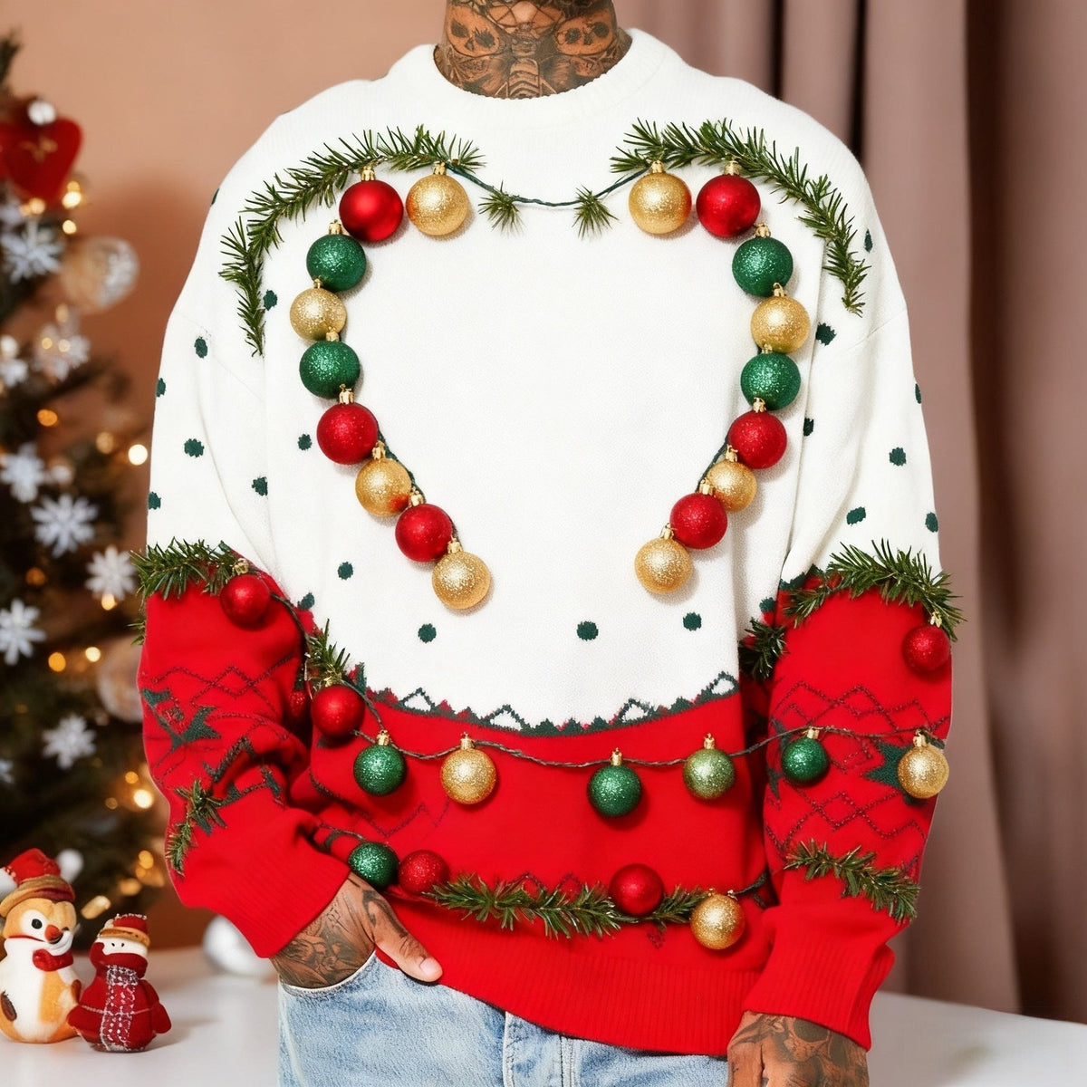 Mens Crew-Neck Sweatshirt With 3D Digital Print
