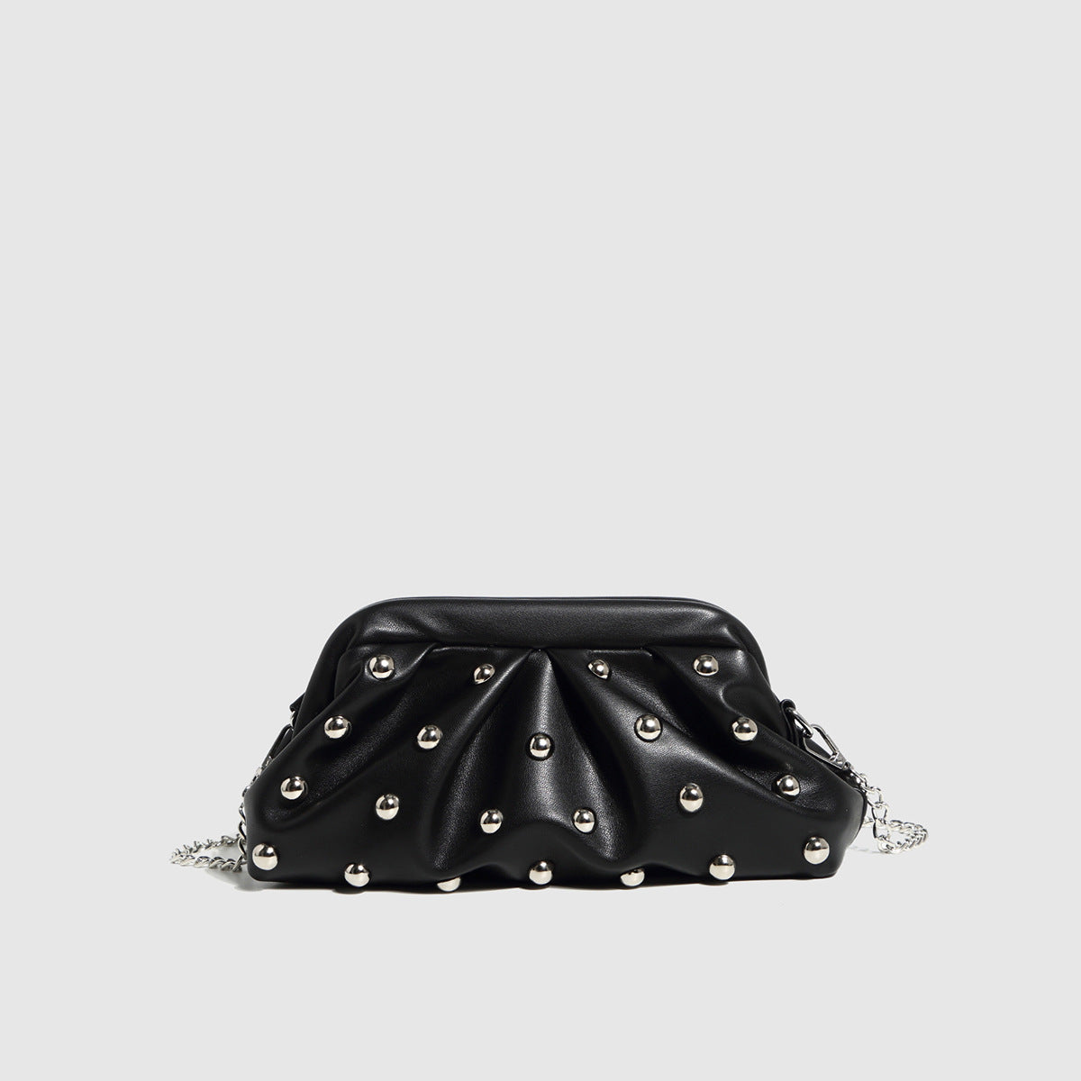 Pleated Dumpling Messenger Bag with Chain Strap