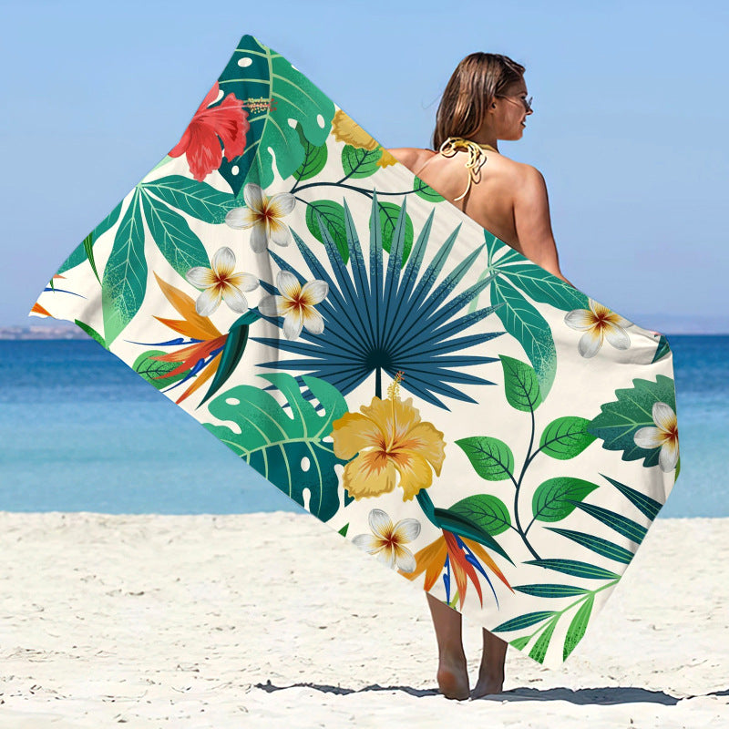 Printed Microfiber Quick-drying Beach Summer Sunscreen Shawl Double-sided Velvet Swimming Towel