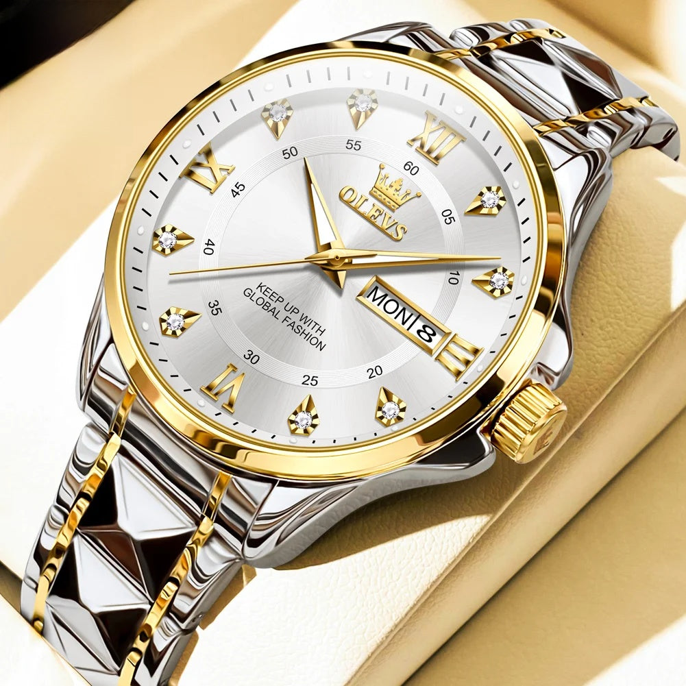 Stainless Steel Day-Date Watch - Women's, Men's & Couples