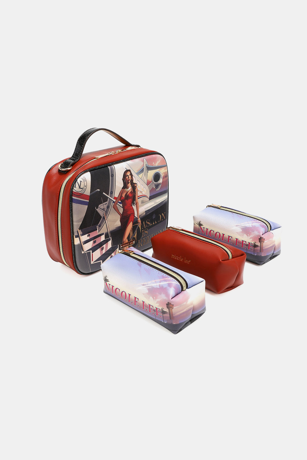 Bolso con estampado de Nicole Lee USA con tres bolsos pequeños