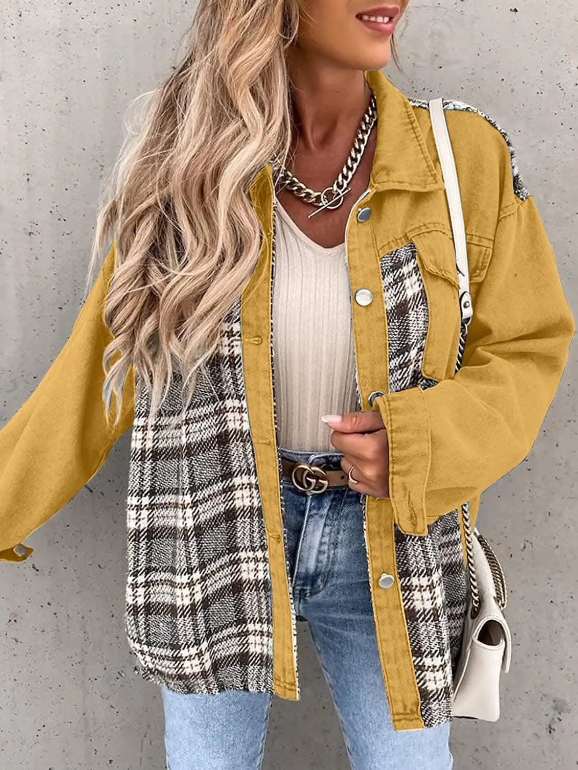 Trendsi Oversized Plaid Cotton Jacket — Casual Shacket Style