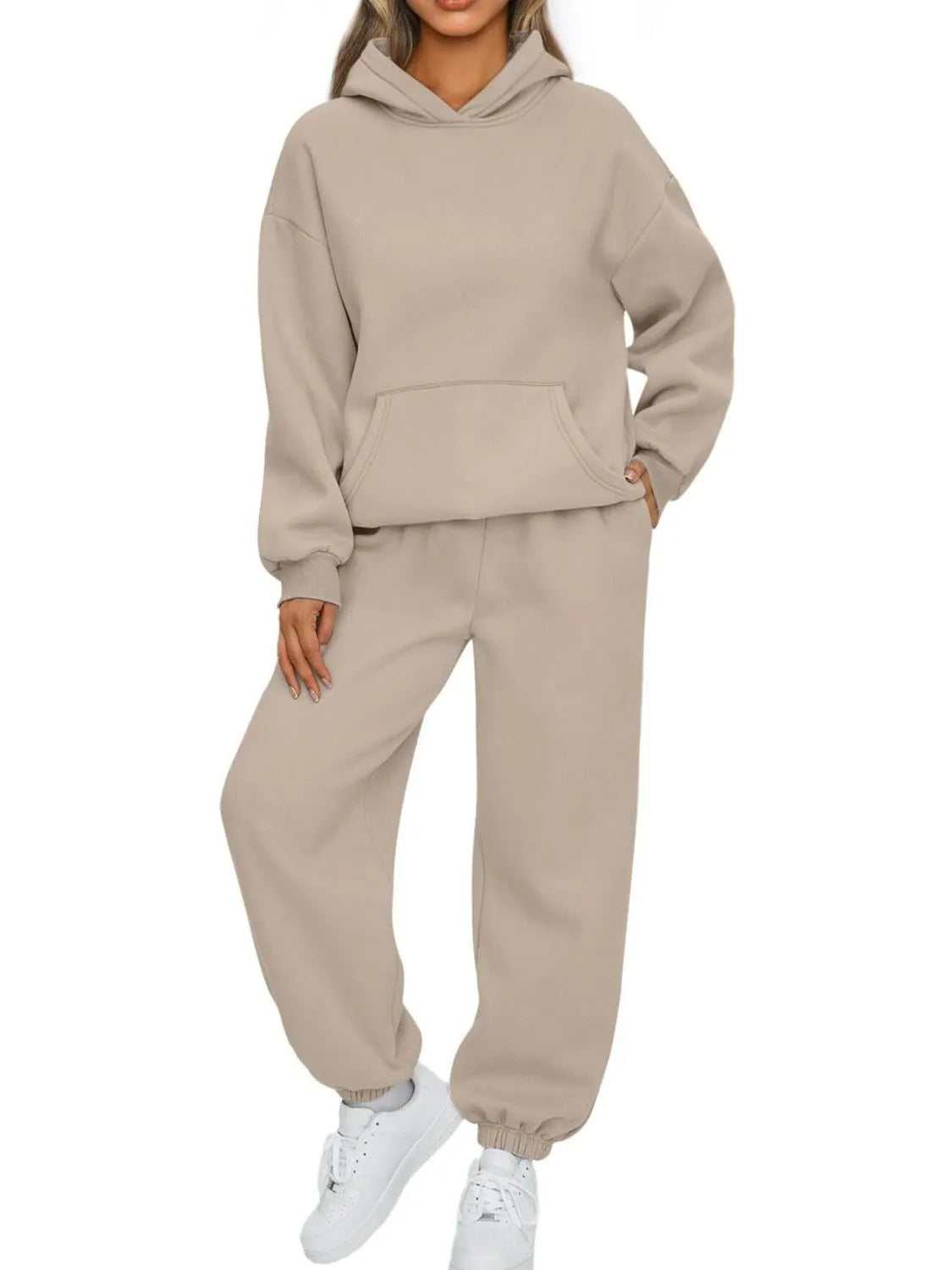 Conjunto de Sudadera con Capucha (Bolsillo Canguro) y Joggers de Talla Grande