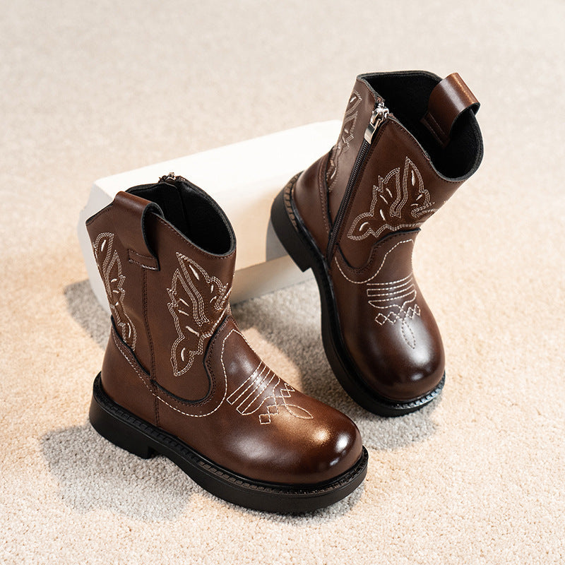 Girls' Embroidered Martin Boots