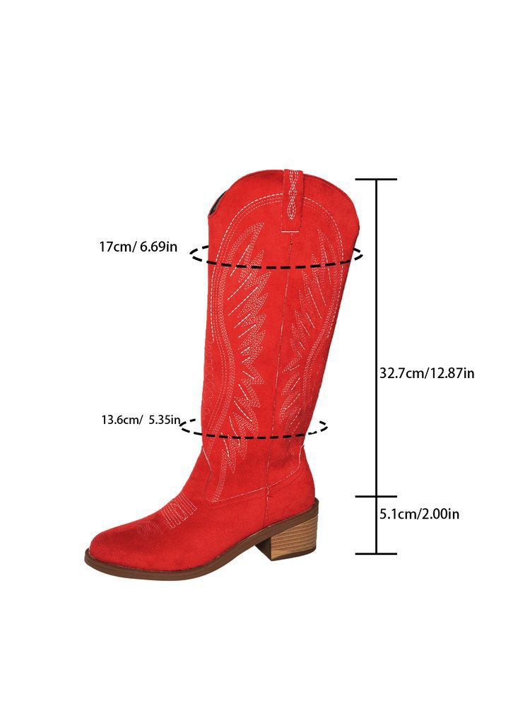 Women's Vintage Embroidered V-Cut Martin Boots