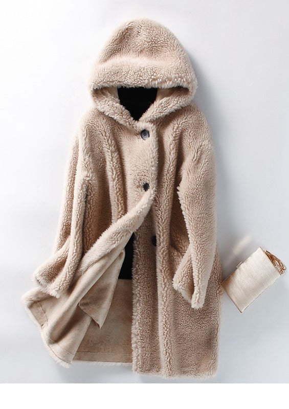 Women's Hooded Lambswool Warm Coat