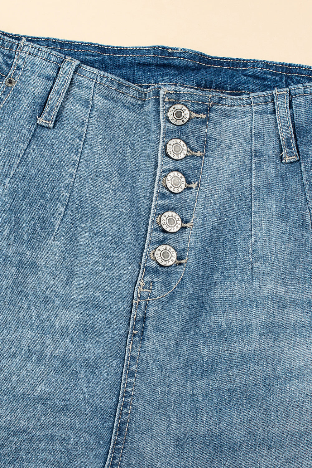 Vaqueros rectos sueltos de lavado medio Dusk Blue Multi Buttons