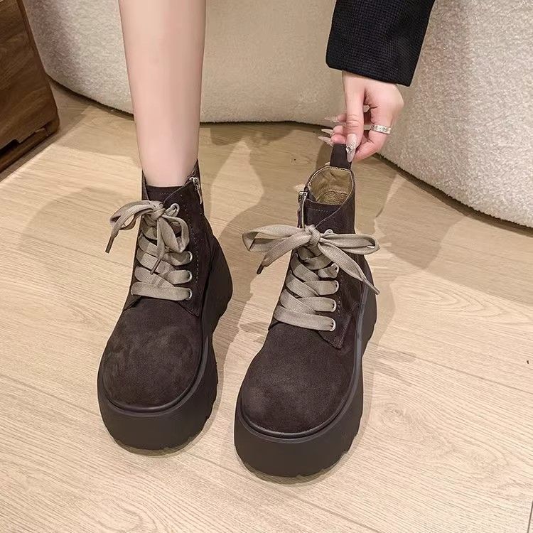 Botines de Mujer con Suela Gruesa y Cordones – Estilo Vintage