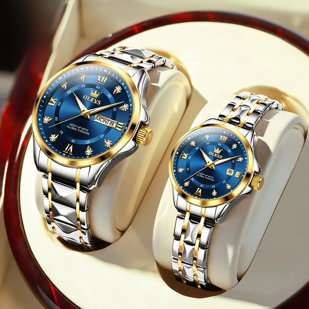 Stainless Steel Day-Date Watch - Women's, Men's & Couples