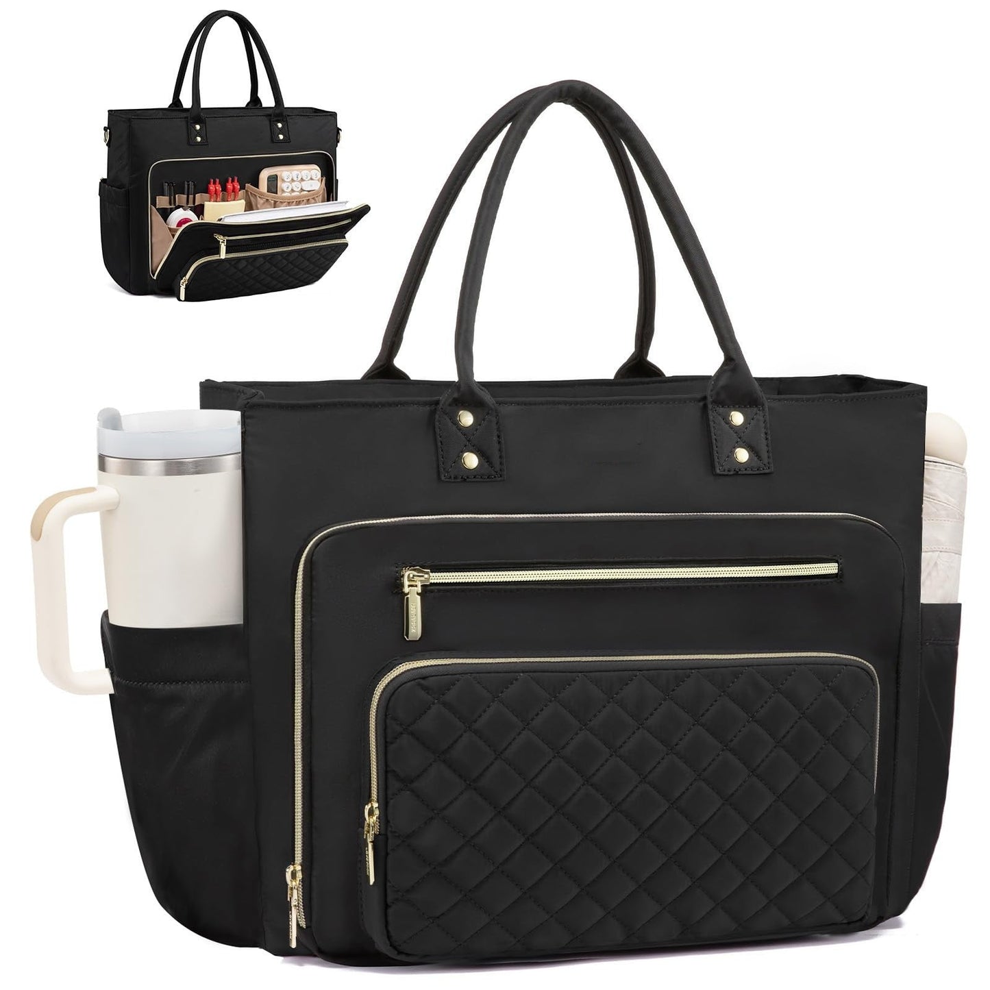 Womens Travel Work Bag With A Large Cup Holder