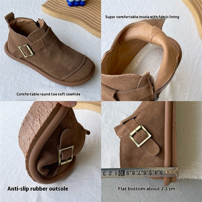 Mori Style Retro Soft Leather Martin Ankle Boots