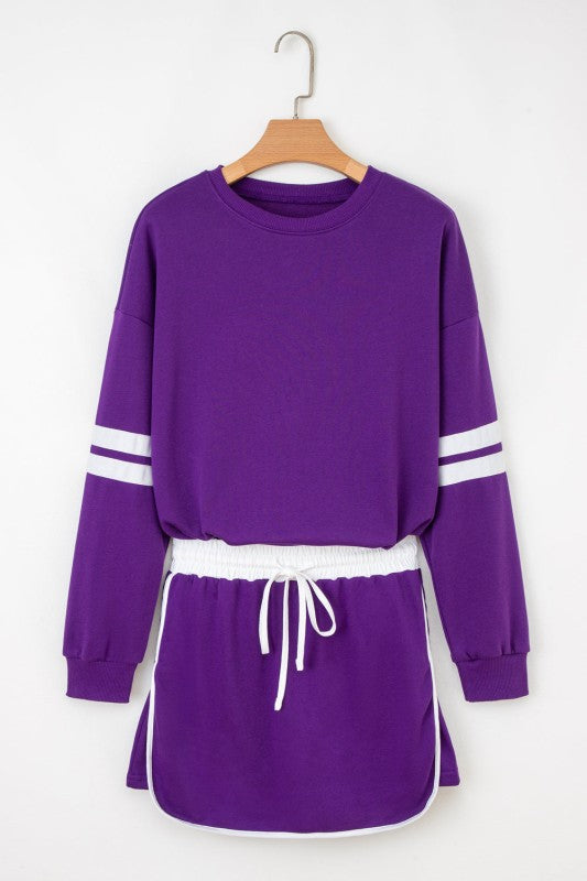 Conjunto de jersey y minifalda Varsity Stripe