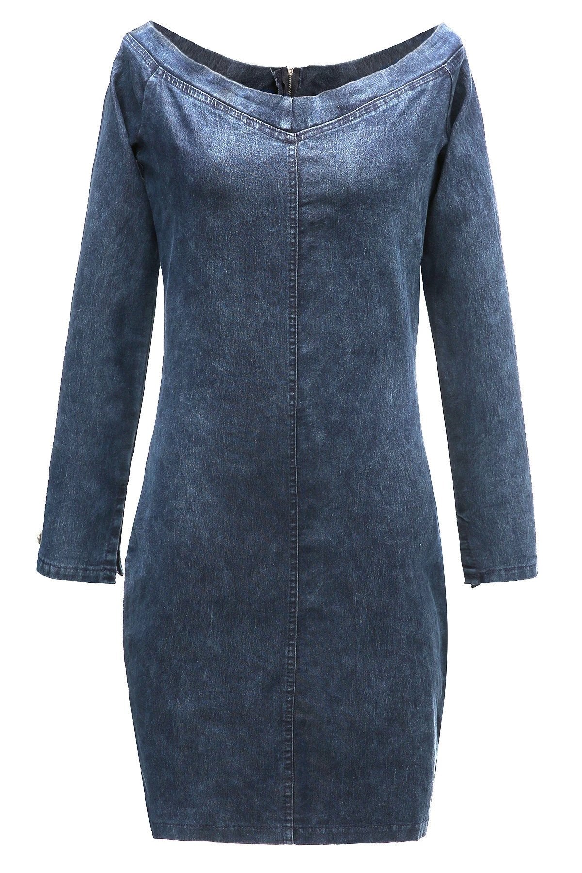Sleeveless Denim Dress Women's Vintage Cut Neck Wrap Jeans