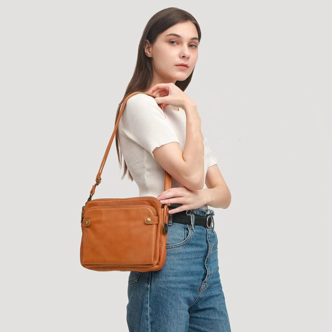 Retro Three-Layer Messenger Bag Travel Bag