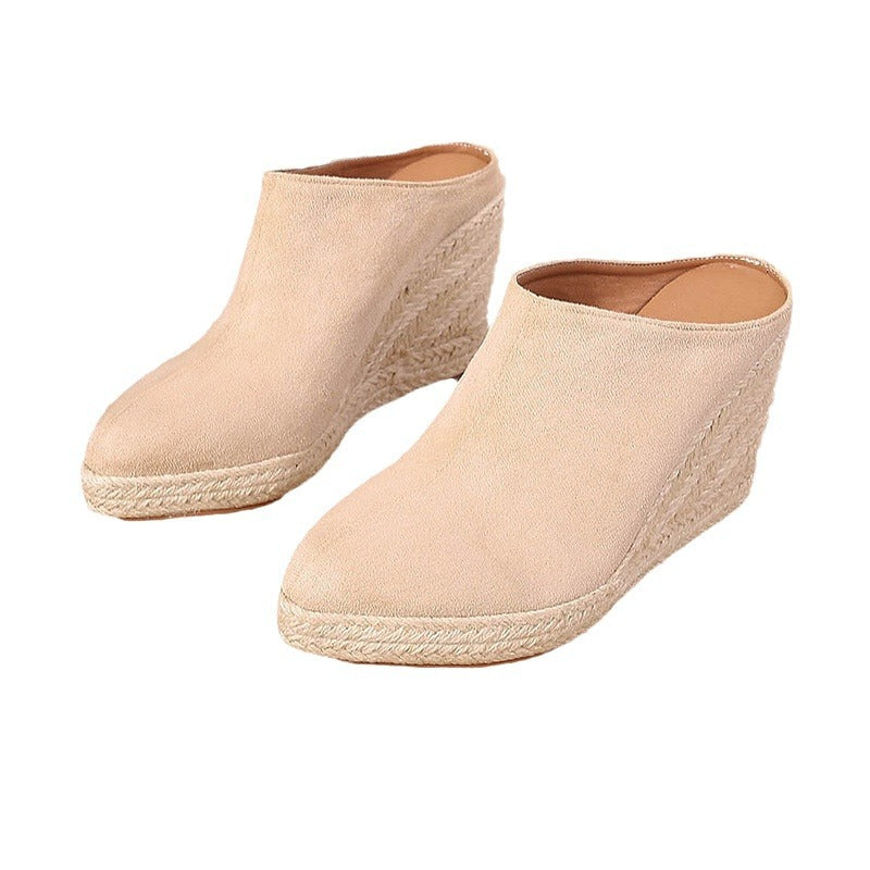 Women's Pointed-Toe Wedge Thick Bottom Toe Cap Slippers
