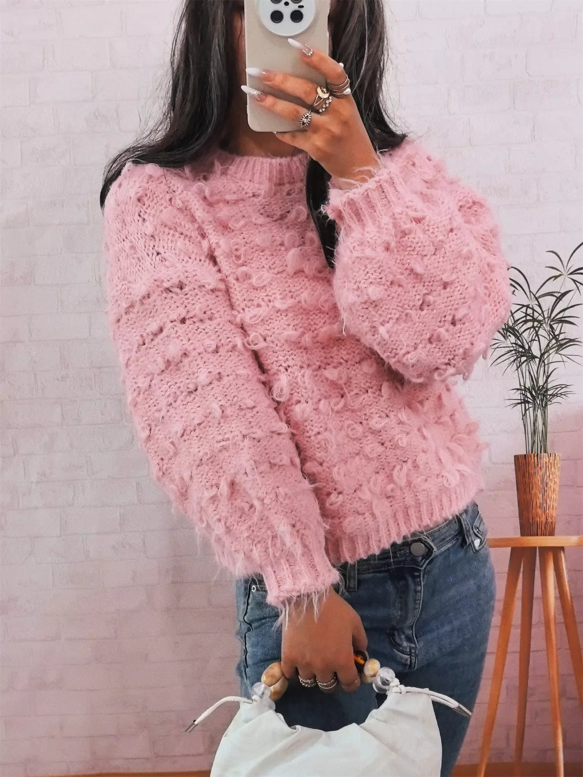 Chunky Round Neck Long Sleeve Sweater