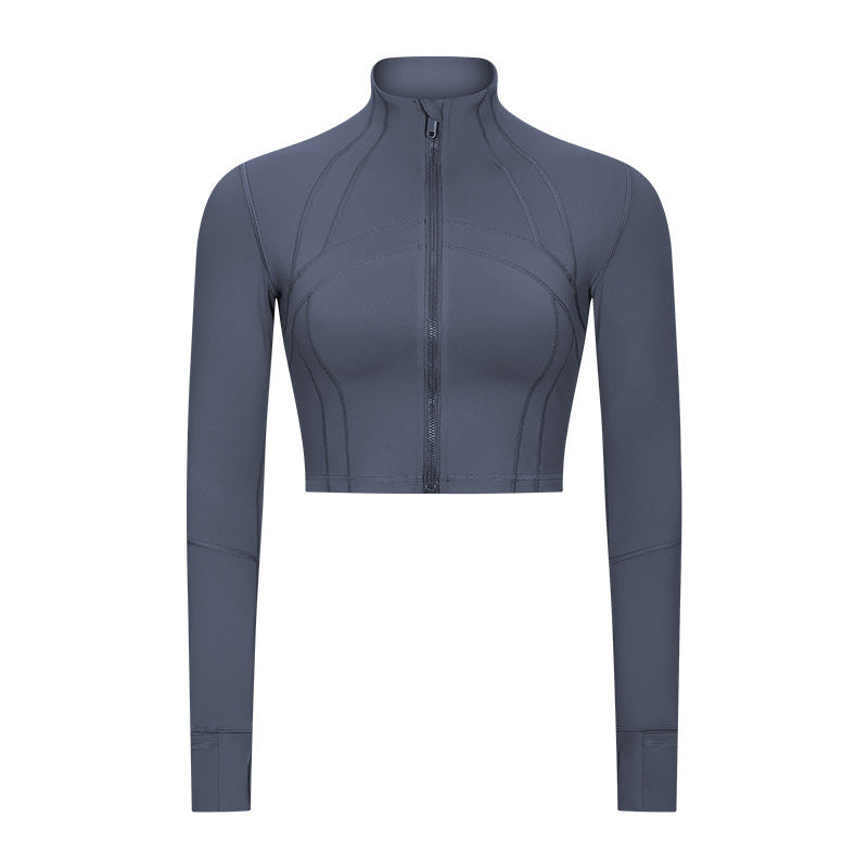 Yoga Stand-up Collar Jacket Fitness Sports Slim Belly Wear Running Casual Comfortable Long-sleeved Women