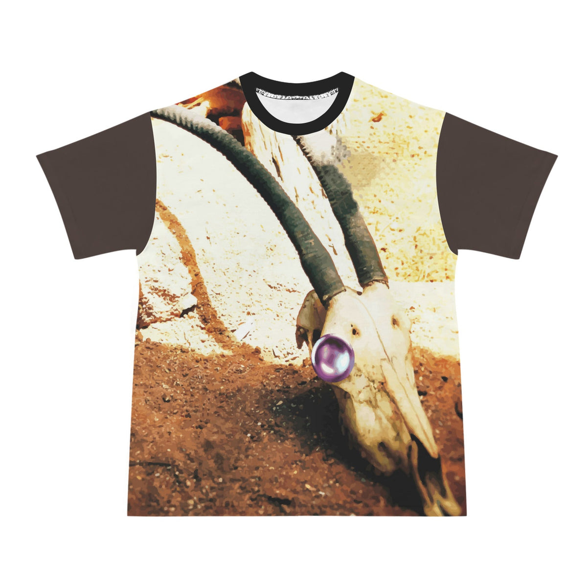 Skull with Jewel Eye Men's All Over Print Ribbed Collar T-shirt