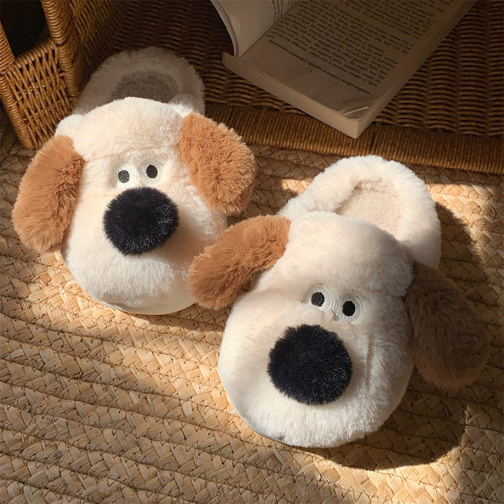Women's Dog Plush Toe Cap Cotton Slippers