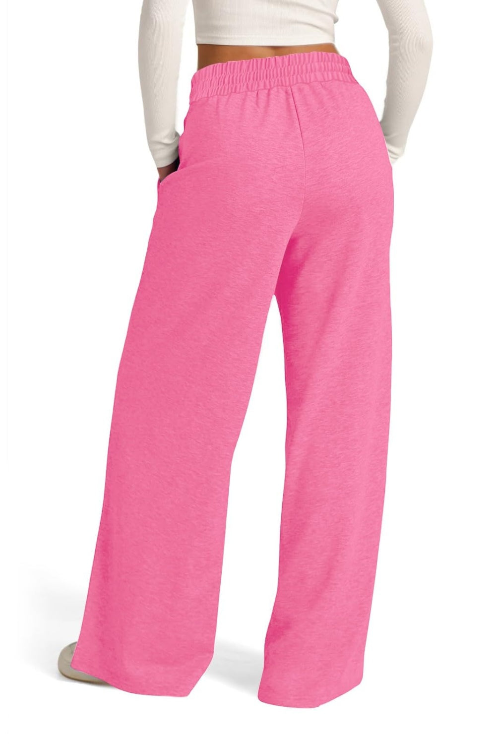 Pantalones de pernera ancha con cintura elástica y cordón ajustable
