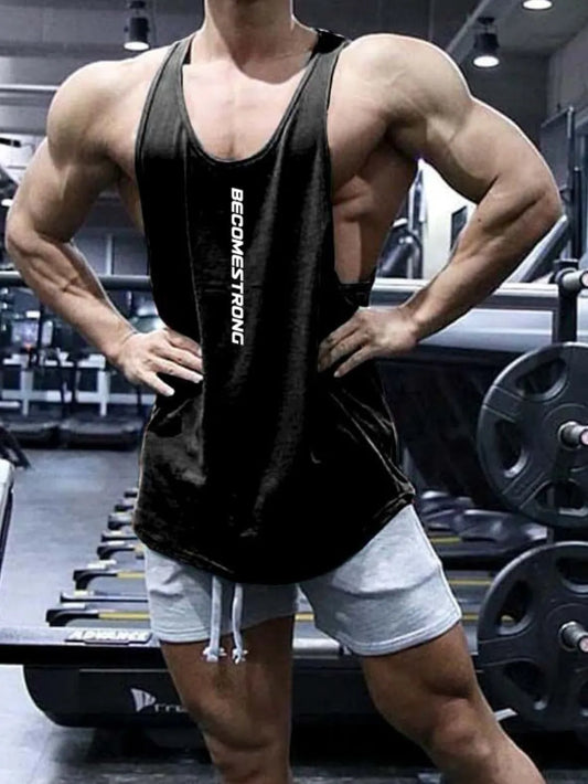 Camiseta sin mangas de cuello redondo con tirantes anchos de tallas grandes para hombre