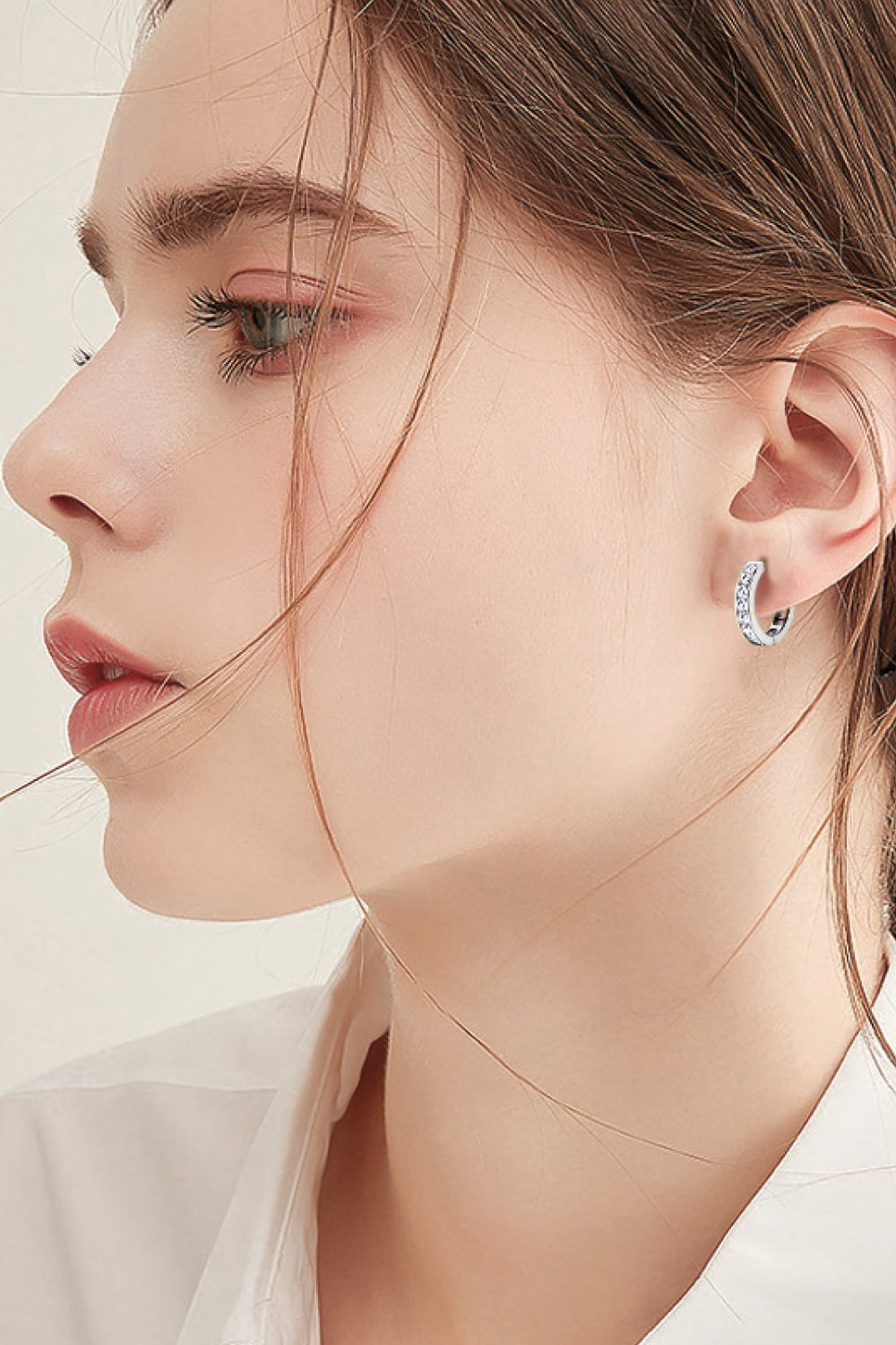 Pendientes de aro Moissanita de plata de ley 925