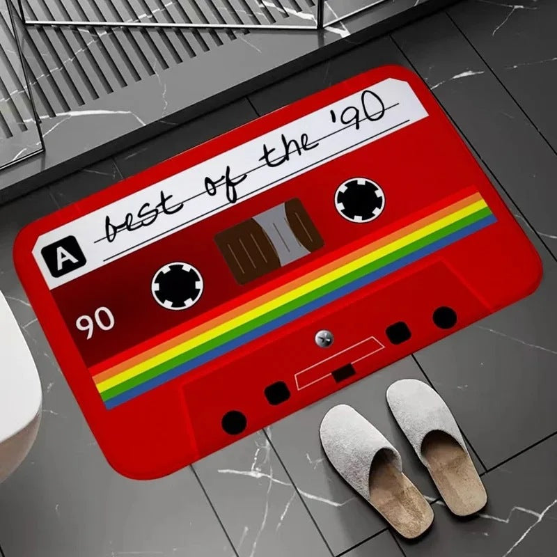 Cassette-Style Flannel Bath Mat Bathroom Rug